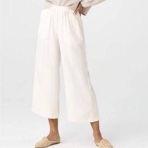 Vetta Capsule Tencel Cropped Wide Leg High Rise Pants Cream Women's Size XS